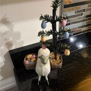 Holiday Sheep with Easter Egg Tree Decor